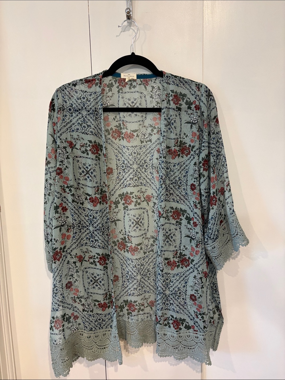 Mason&Belle Laria crochet trim open front tunic